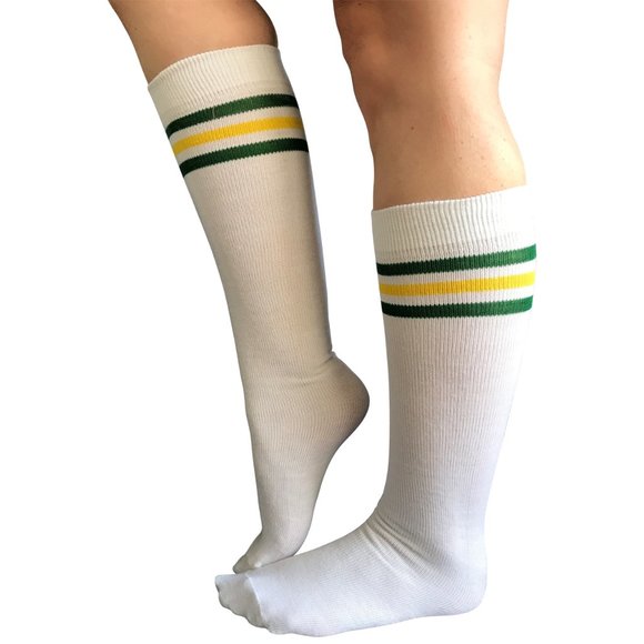 White/Green/Yellow Tube Socks - Picture 1 of 1